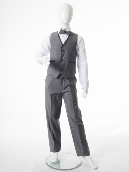 Erkek Çocuk Papiyonlu 4'lü Takım Elbise 1-13 Yaş 96 Gri - 10