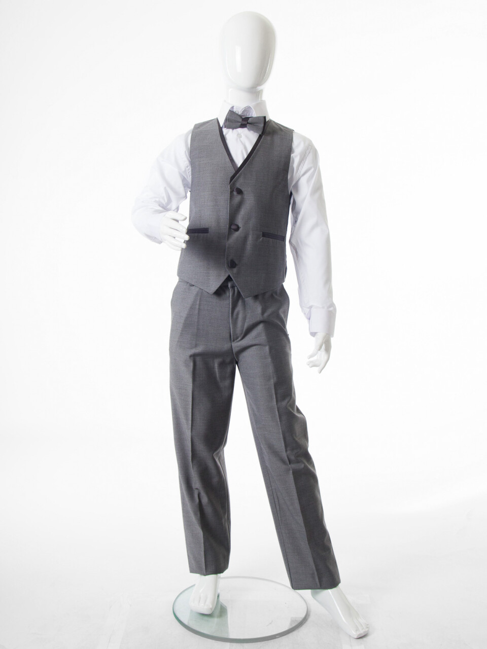 Erkek Çocuk Papiyonlu 4'lü Takım Elbise 1-13 Yaş 96 Gri - 10