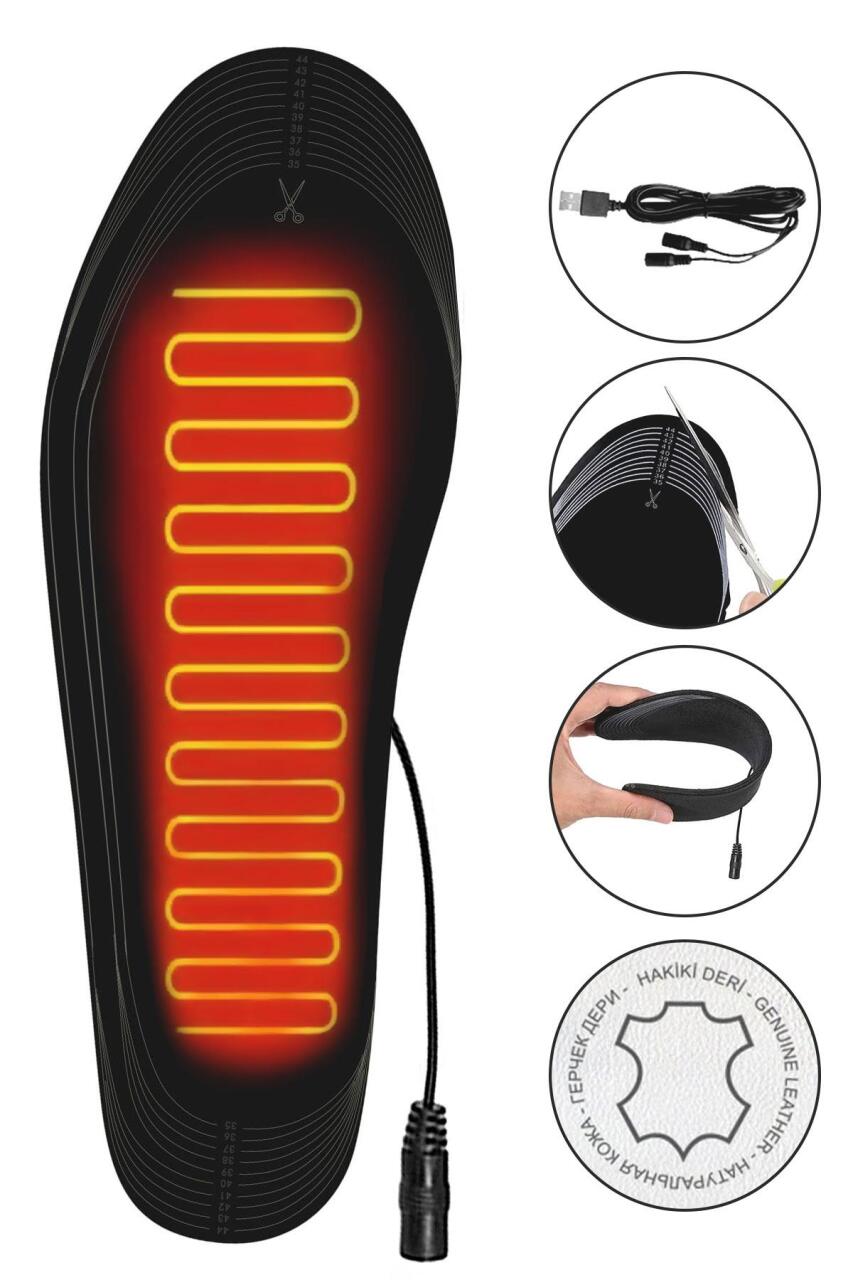 Elektrikli Taşınabilir Kablolu 35-45 Numara Deri Beyaz Isıtıcılı Ayakkabı Tabanlığı - 1