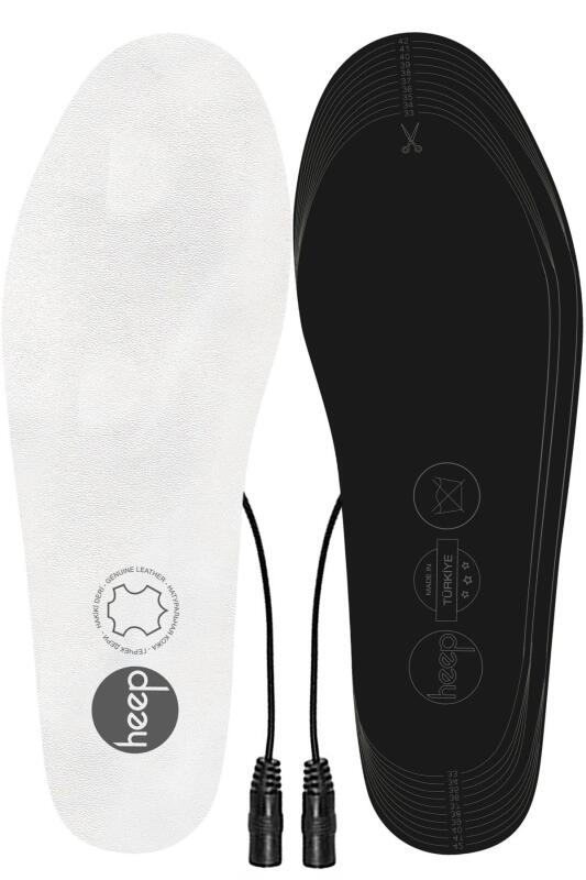 Elektrikli Taşınabilir Kablolu 35-45 Numara Deri Beyaz Isıtıcılı Ayakkabı Tabanlığı - 2