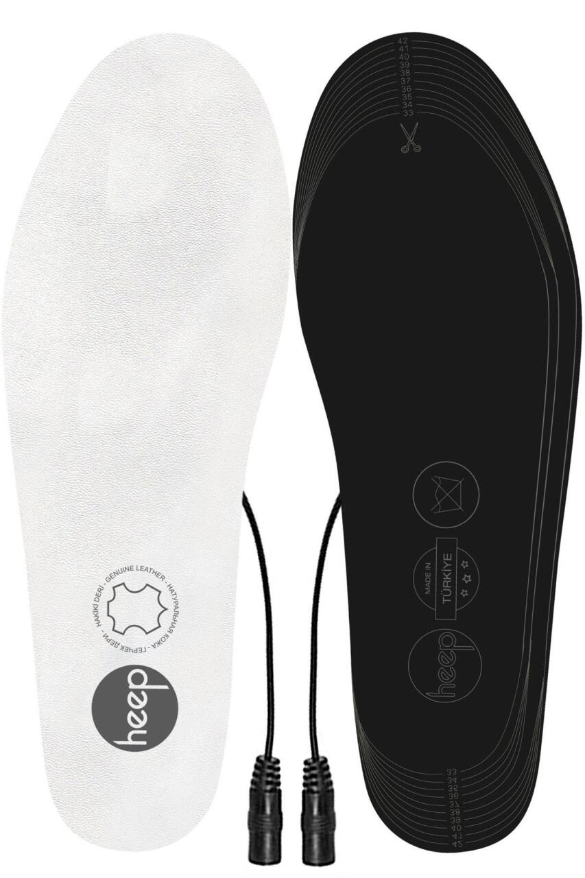 Elektrikli Taşınabilir Kablolu 35-45 Numara Deri Beyaz Isıtıcılı Ayakkabı Tabanlığı - 2