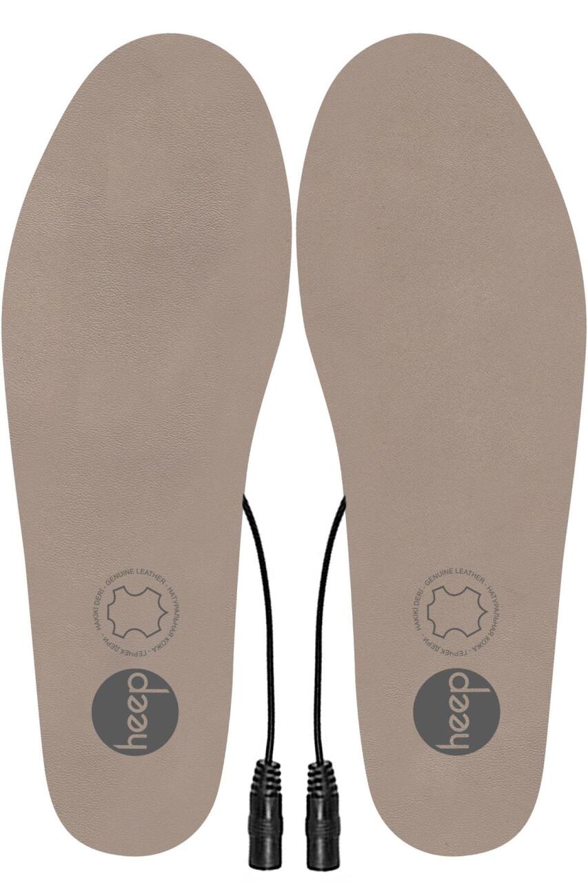 Elektrikli Taşınabilir Kablolu 35-45 Numara Deri Bej Isıtıcılı Ayakkabı Tabanlığı - 2