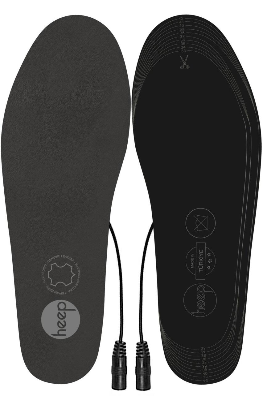 Elektrikli Taşınabilir Kablolu 35-45 Numara Deri Gri Isıtıcılı Ayakkabı Tabanlığı - 2