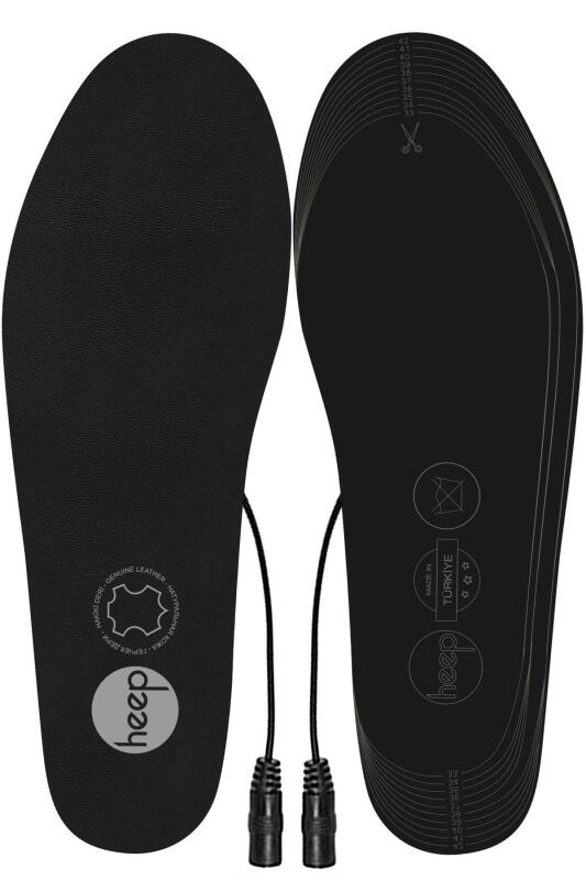 Elektrikli Taşınabilir Kablolu 35-45 Numara Deri Siyah Isıtıcılı Ayakkabı Tabanlığı - Heep