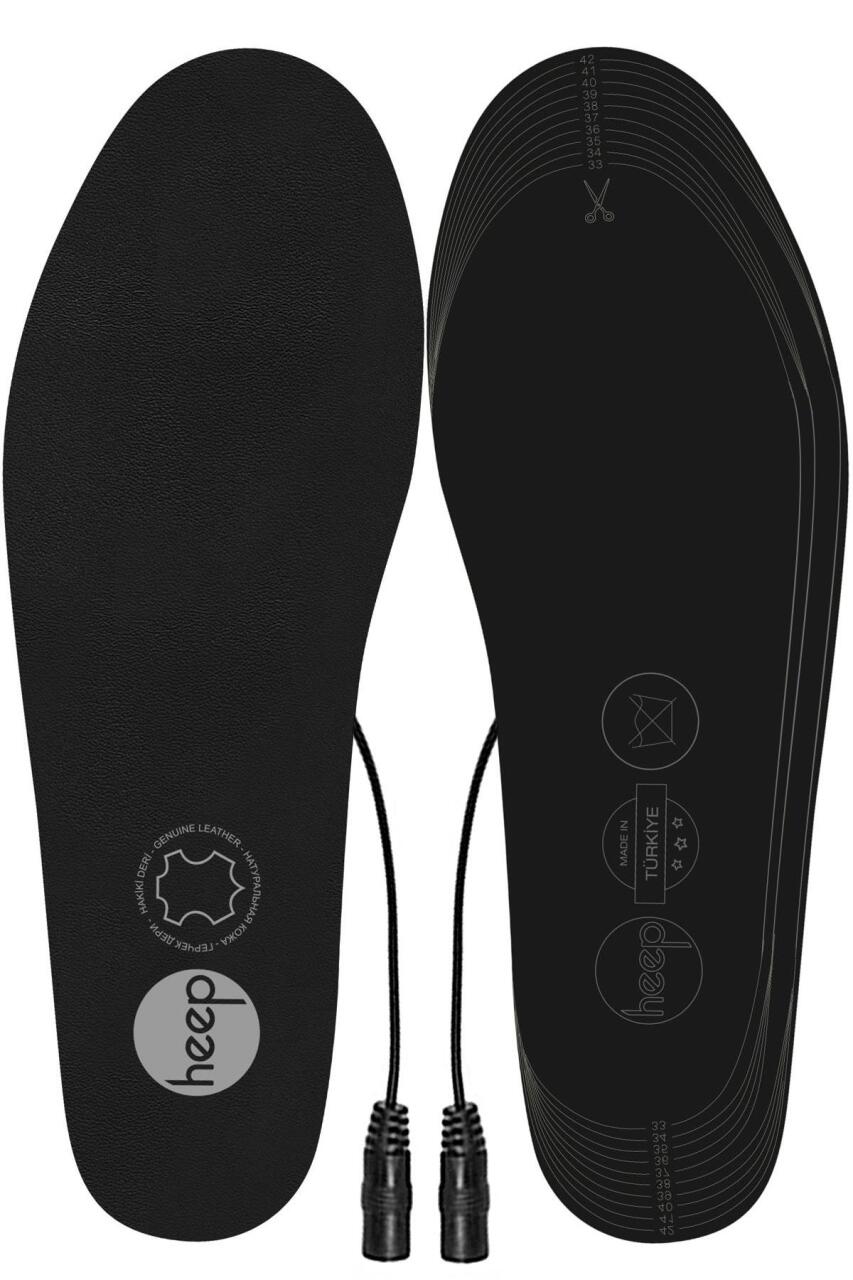 Elektrikli Taşınabilir Kablolu 35-45 Numara Deri Siyah Isıtıcılı Ayakkabı Tabanlığı - 1
