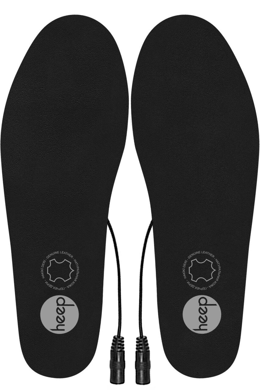 Elektrikli Taşınabilir Kablolu 35-45 Numara Deri Siyah Isıtıcılı Ayakkabı Tabanlığı - 2