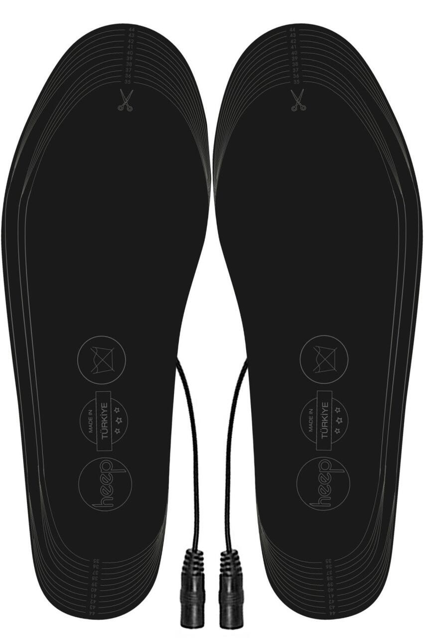 Elektrikli Taşınabilir Kablolu 35-45 Numara Deri Siyah Isıtıcılı Ayakkabı Tabanlığı - 3