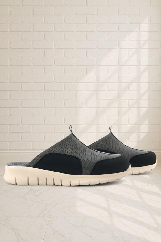 Heep Medikal Hakiki Deri Gri Siyah Krem Tabanlı Comfort Spor Terlik - Heep