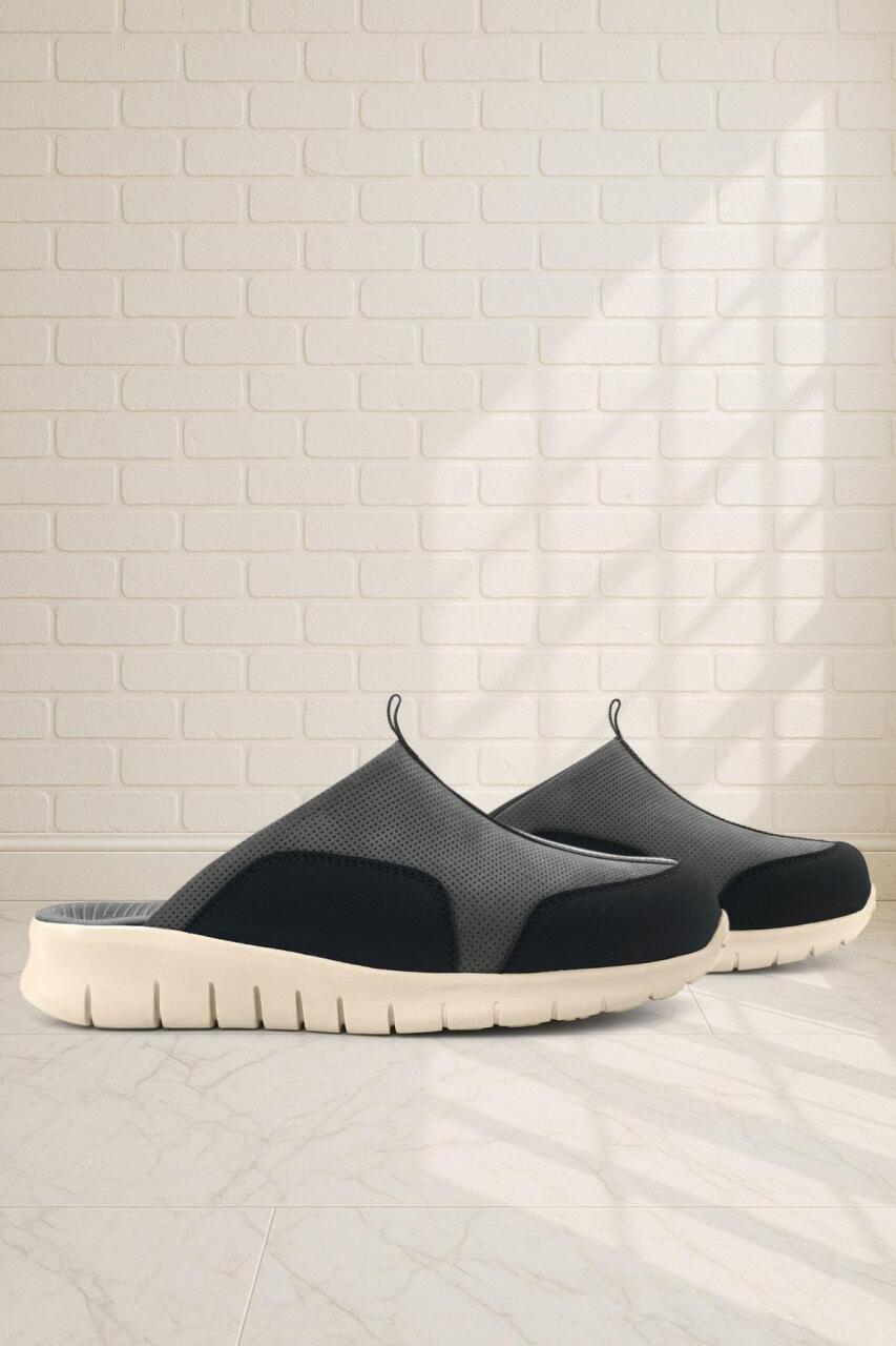 Heep Medikal Hakiki Deri Gri Siyah Krem Tabanlı Comfort Spor Terlik - 1