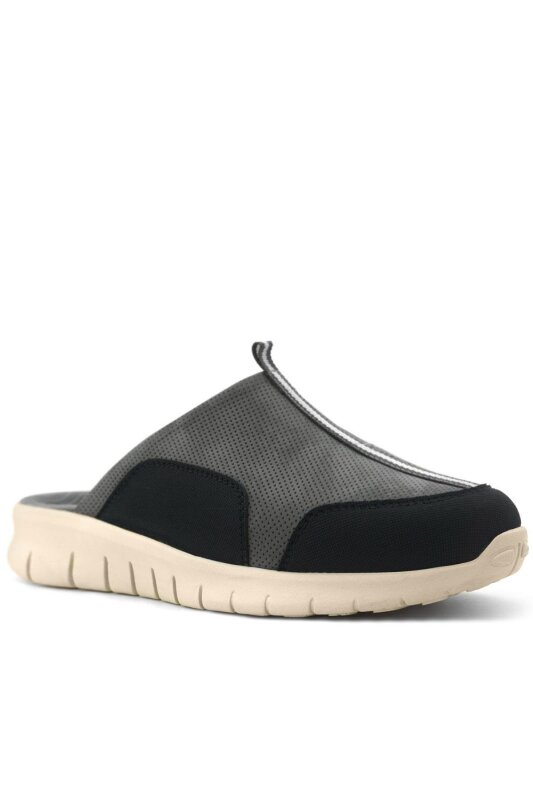 Heep Medikal Hakiki Deri Gri Siyah Krem Tabanlı Comfort Spor Terlik - 2