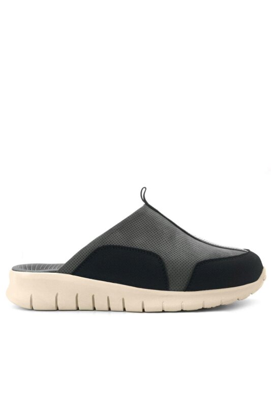 Heep Medikal Hakiki Deri Gri Siyah Krem Tabanlı Comfort Spor Terlik - 3