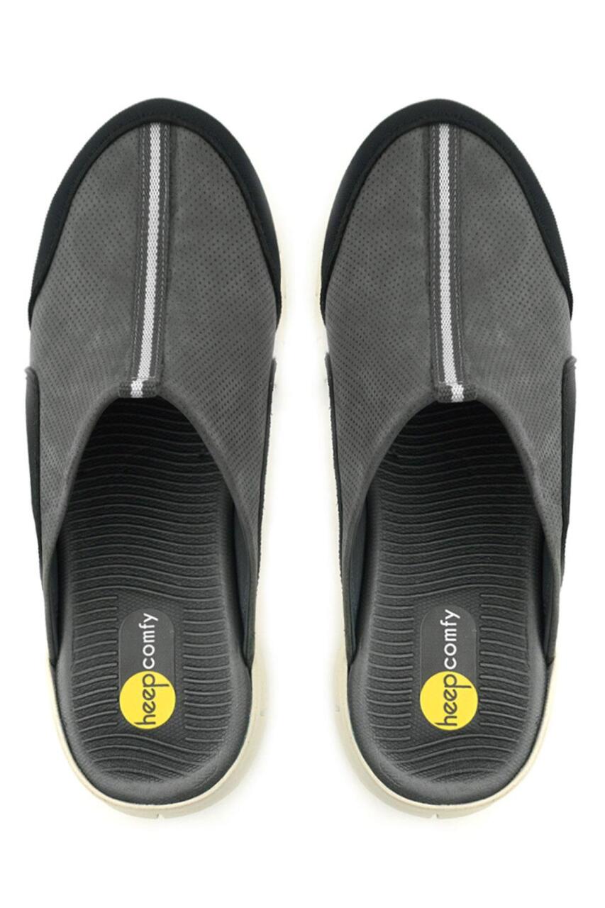 Heep Medikal Hakiki Deri Gri Siyah Krem Tabanlı Comfort Spor Terlik - 9