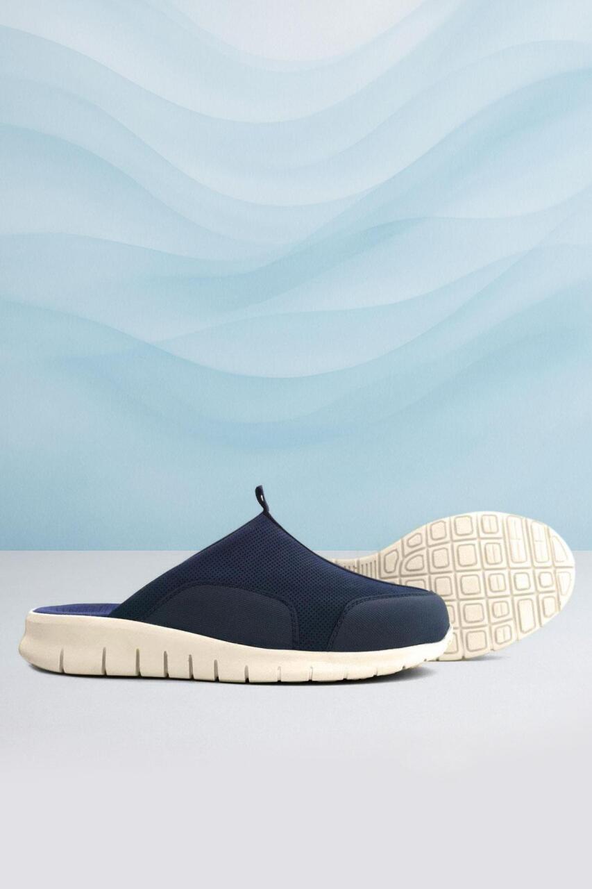 Heep Medikal Hakiki Deri Koyu Lacivert Krem Tabanlı Comfort Spor Terlik - 1