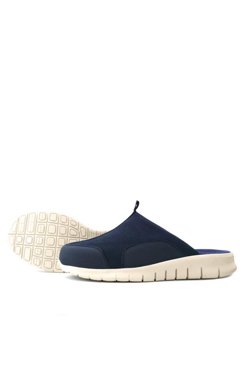 Heep Medikal Hakiki Deri Koyu Lacivert Krem Tabanlı Comfort Spor Terlik - 5