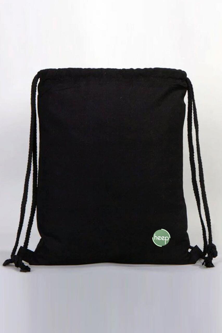 Heep Siyah 35x40 cm Unisex Ham Bez Büzgülü Sırt Ayakkabı Çantası - 2