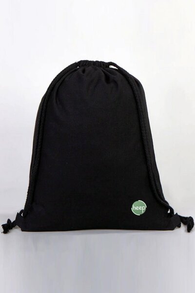 Heep Siyah 35x40 cm Unisex Ham Bez Büzgülü Sırt Ayakkabı Çantası - 3