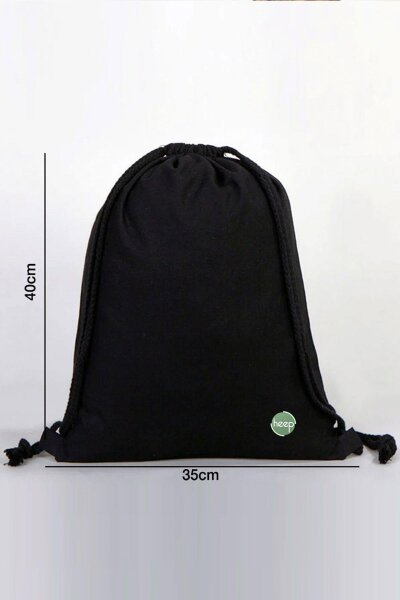 Heep Siyah 35x40 cm Unisex Ham Bez Büzgülü Sırt Ayakkabı Çantası - 4
