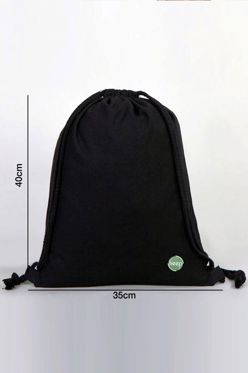 Heep Siyah 35x40 cm Unisex Ham Bez Büzgülü Sırt Ayakkabı Çantası - 4