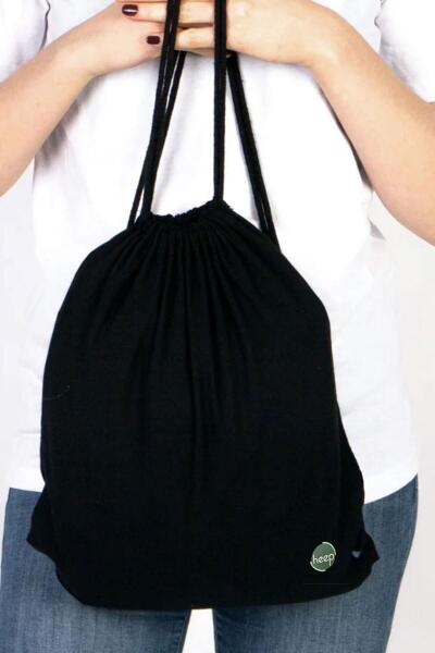 Heep Siyah 35x40 cm Unisex Ham Bez Büzgülü Sırt Ayakkabı Çantası - 8