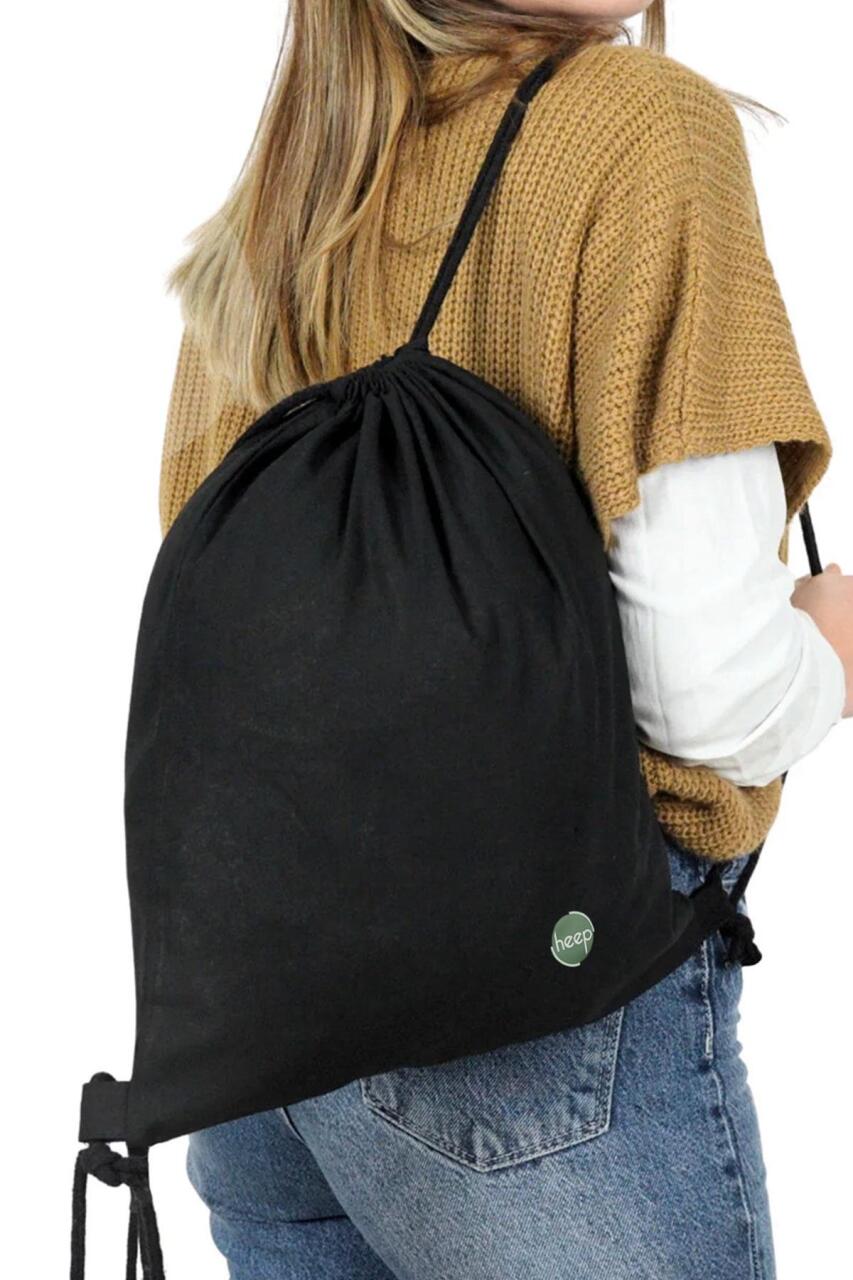 Heep Siyah 35x40 cm Unisex Ham Bez Büzgülü Sırt Ayakkabı Çantası - 10