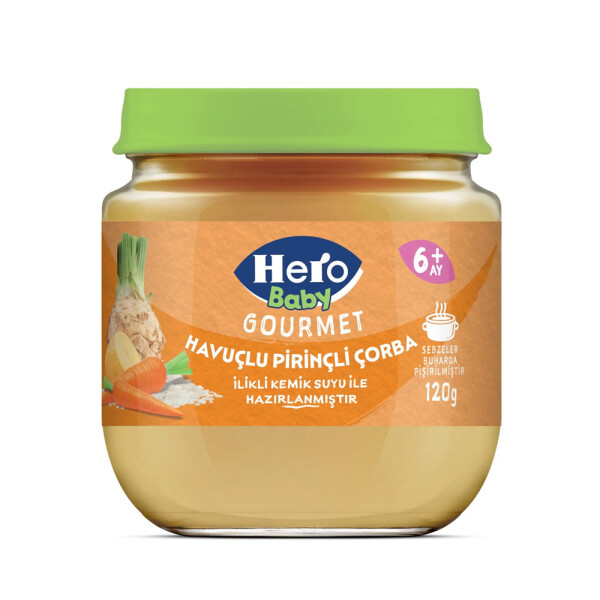 Hero Baby Gourmet Havuçlu Pirinçli Kavanoz Mama 120 Gr - Hero Baby