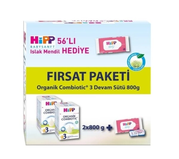 Hipp 3 Organik Combiotic Bebek Sütü 800 Gr X2 Islak Mendil Hediyeli - Hipp