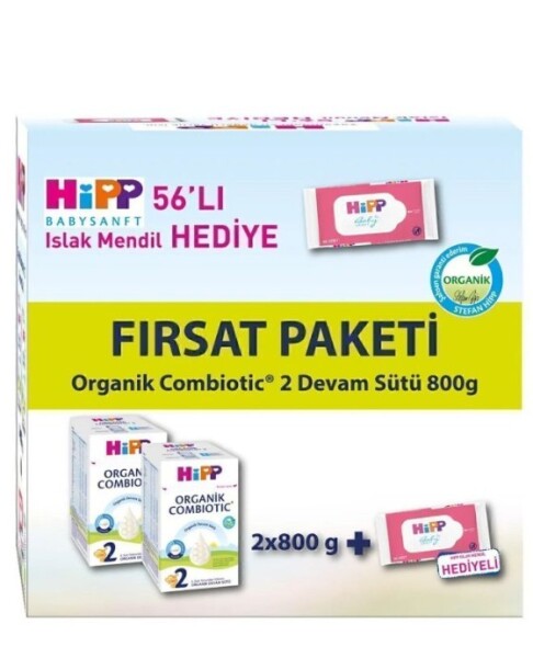 Hipp 2 Organik Combiotic Bebek Sütü 800 Gr X2 Islak Mendil Hediyeli - Hipp