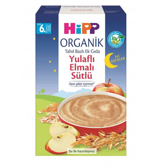 Hipp Organik İyi Geceler Sütlü Yulaflı Elmalı Tahıl Bazlı Ek Gıda 250 Gr - Hipp
