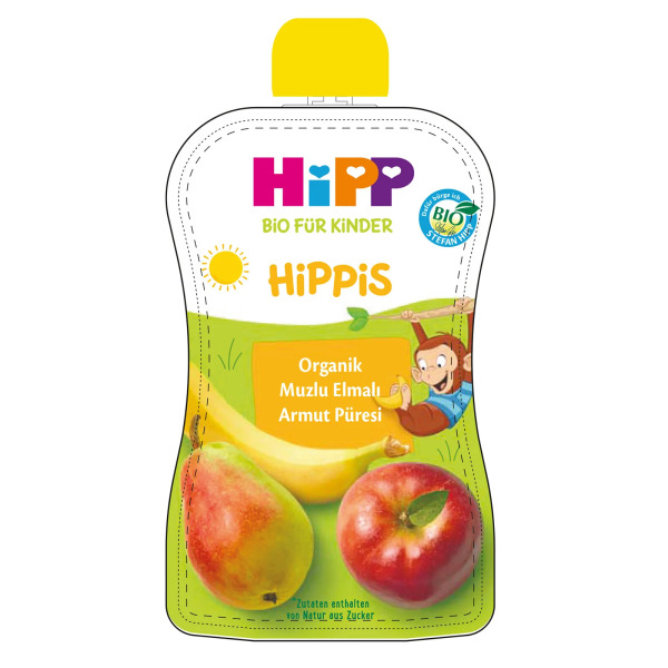 Hipp Organik Muzlu Elmalı Armutlu Meyve Püresi 100 Gr - 3