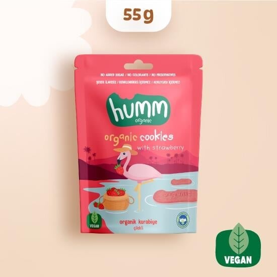 Humm Organik Vegan Çilekli Kurabiye 55 Gr - 1