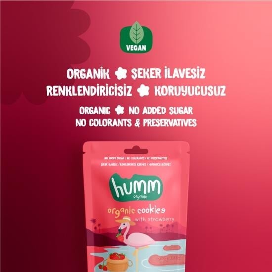 Humm Organik Vegan Çilekli Kurabiye 55 Gr - 2