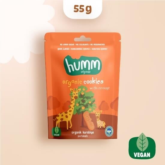 Humm Organik Vegan Portakallı Kurabiye 55 Gr - Humm