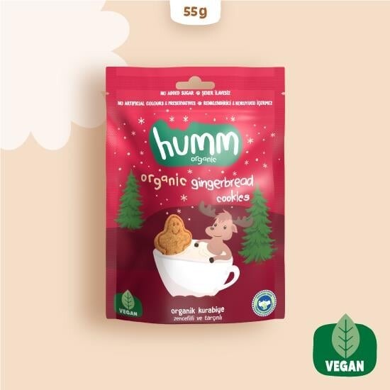 Humm Organik Zencefilli ve Tarçınlı Vegan Kurabiye 55 Gr - Humm
