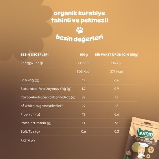 Humm Organik Tahinli ve Pekmezli Vegan Kurabiye 55 Gr - 5