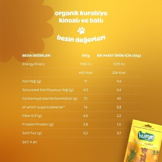Humm Organik Ballı ve Kinoalı Kurabiye 55 Gr - 5
