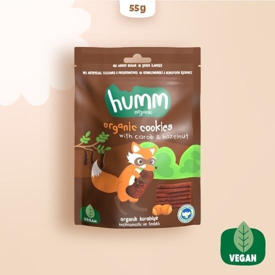 Humm Organik Keçiboynuzlu ve Fındıklı Vegan Kurabiye 55 Gr - 1