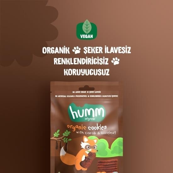Humm Organik Keçiboynuzlu ve Fındıklı Vegan Kurabiye 55 Gr - 2