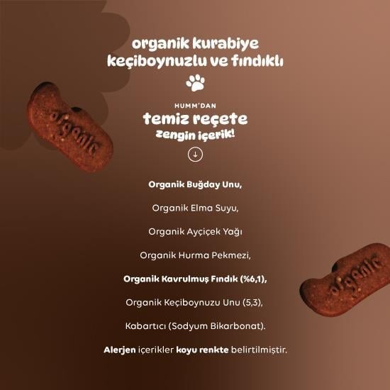 Humm Organik Keçiboynuzlu ve Fındıklı Vegan Kurabiye 55 Gr - 4