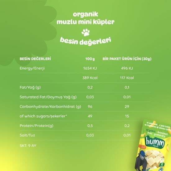 Humm Organik Muzlu Glutensiz Vegan Mini Küpler 30 Gr - 5