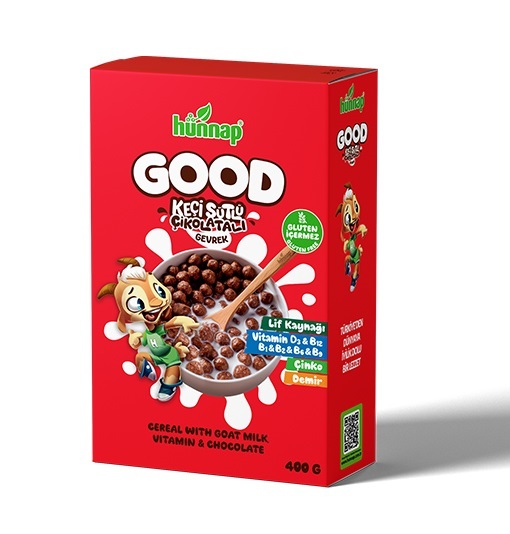 Hünnap Keçi Sütlü Çikolata ve Vitamin Tahıllı Glutensiz Gevrek 400 Gr - Hünnap