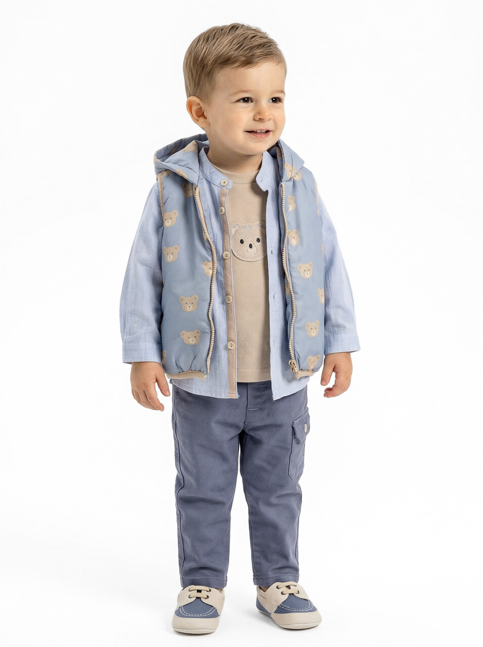 Erkek Çocuk 3'lu Alt Üst Takım 3-12 Ay 1518 Mavi - 1