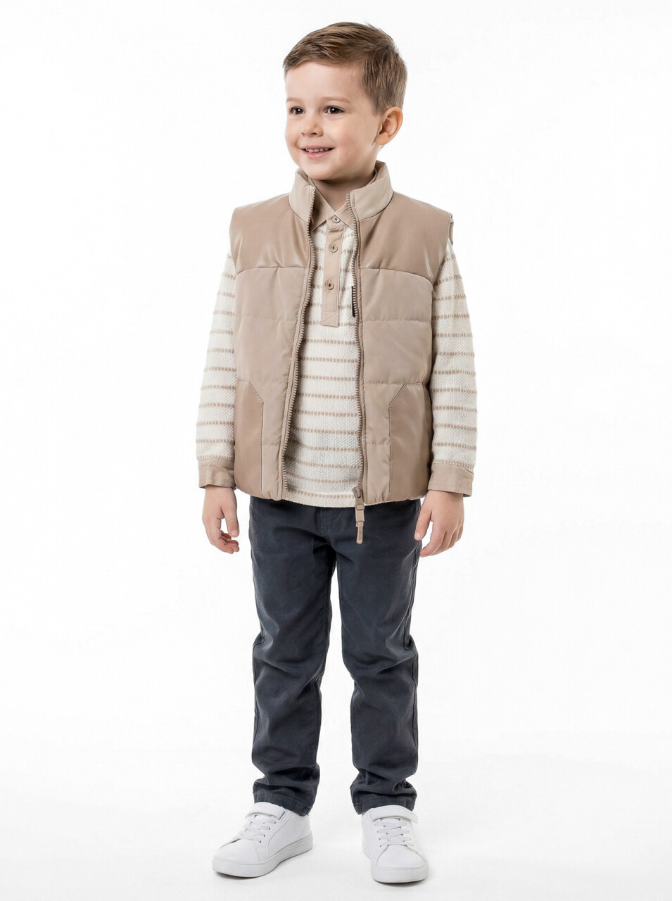 Erkek Çocuk 3'lu Alt Üst Takım 1-5 Yaş 6229 Ekru - Bej - 1