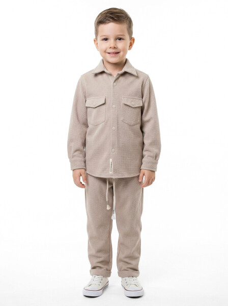 Erkek Çocuk 3'lu Alt Üst Takım 4-8 Ay 6613 Bej - Mavi - 3