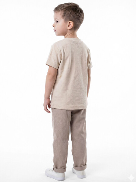 Erkek Çocuk 3'lu Alt Üst Takım 4-8 Ay 6613 Bej - Mavi - 6