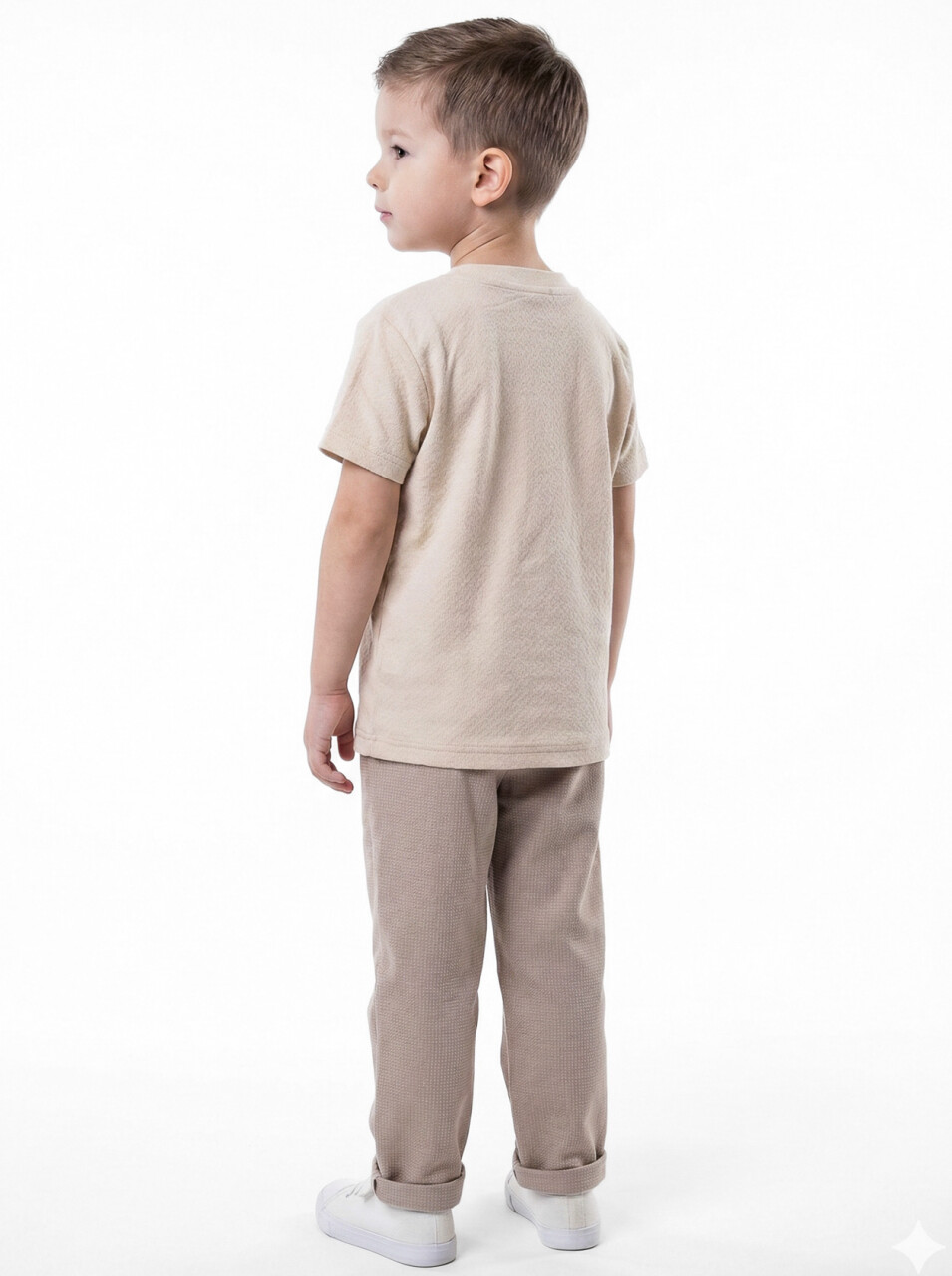 Erkek Çocuk 3'lu Alt Üst Takım 4-8 Ay 6613 Bej - Mavi - 6