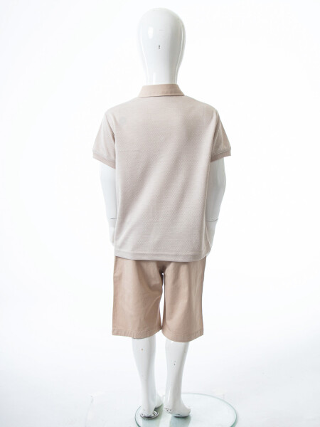 Erkek Çocuk Yazlık 2'li Alt Üst Takım (Tişort + Şort) 4-8 Yaş 6616 Bej - 4