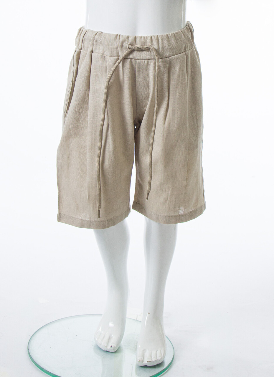 Erkek Çocuk Folarlı Yazlık 2'li Alt Üst Takım (Gömlek + Şort) 4-8 Yaş 6621 Mavi - Bej - 5