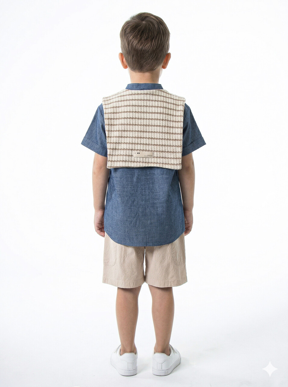 Erkek Çocuk Folarlı Yazlık 2'li Alt Üst Takım (Gömlek + Şort) 1-5 Yaş 6235 Mavi - 3