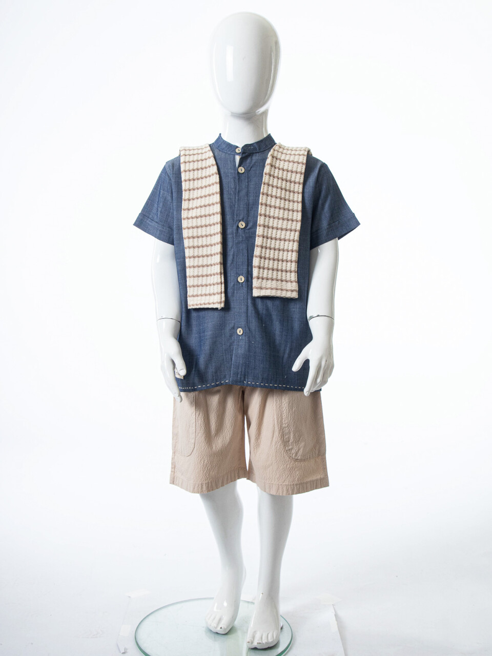 Erkek Çocuk Folarlı Yazlık 2'li Alt Üst Takım (Gömlek + Şort) 1-5 Yaş 6235 Mavi - 6