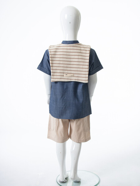 Erkek Çocuk Folarlı Yazlık 2'li Alt Üst Takım (Gömlek + Şort) 1-5 Yaş 6235 Mavi - 7